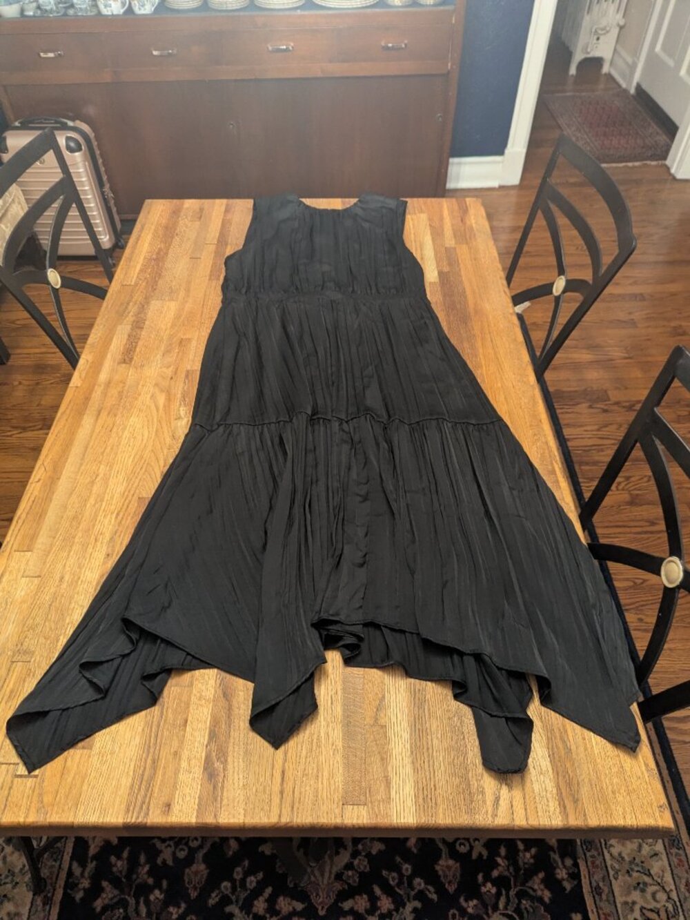Flattering Cap Sleeves Long Black Sexy Asymetrical Hem Blk Dress XXL Witchy